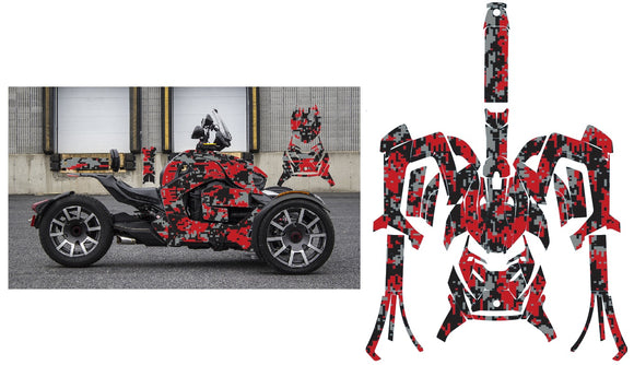 CanAM Ryker Graphics KG-Dig Camo Red