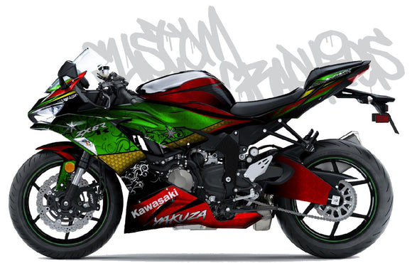 2019-2023 ZX6R Graphics Kit-10 Graphics Decals Vinyl – Krazygraphics.com