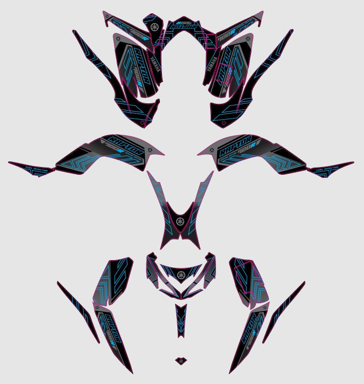 Yamaha Raptor 700R Graphics Kit F12 (2006-2025) | KG – Krazygraphics.com