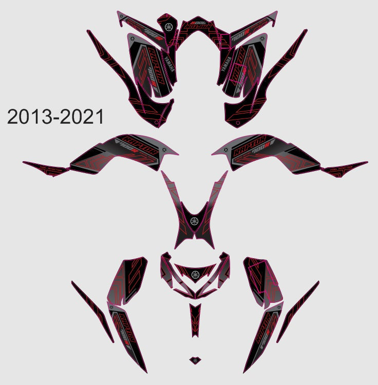 2012 Raptor Graphics Yamaha Raptor 700R Graphics Kit F12 Red (2013-2026) | KG ...