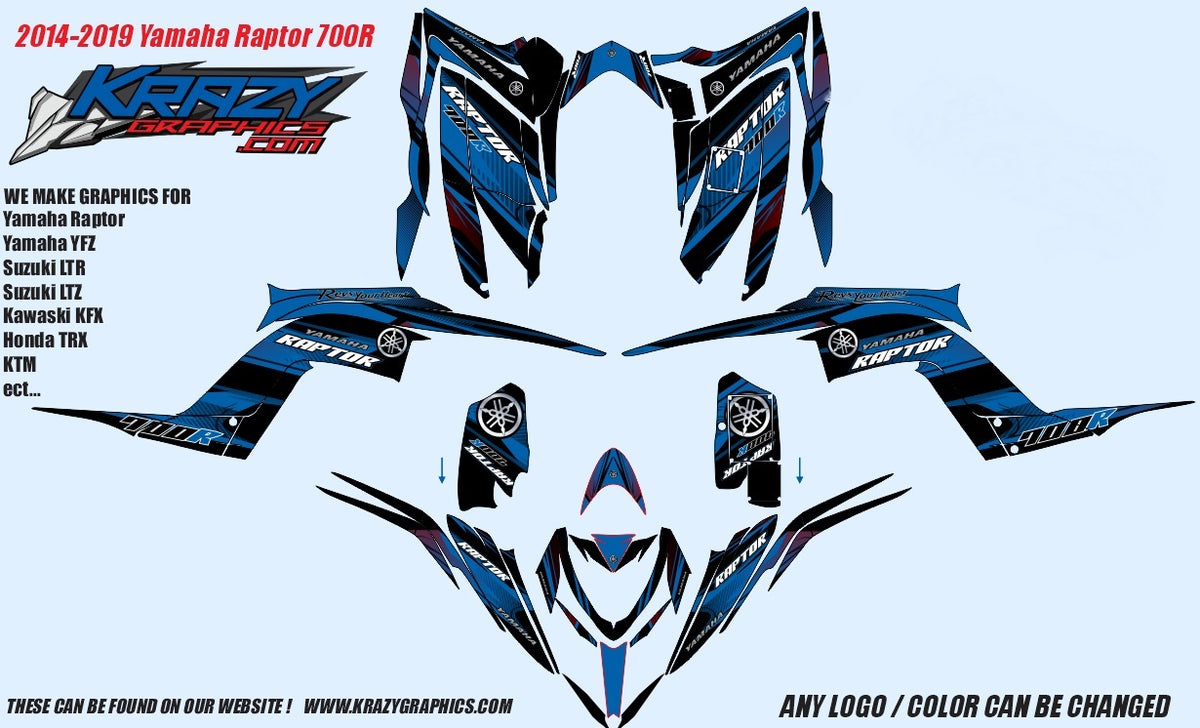 Yamaha Raptor 700R Graphics Kit d36 (2013-2026) | KG – Krazygraphics.com