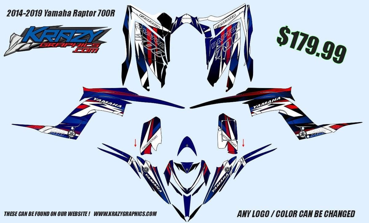 2012 Raptor Graphics Yamaha Raptor 700R Graphics Kit d39 (2013-2026) | KG – Krazygraphics.com