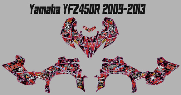 Yamaha YFZ Graphics (2009-2013)-Red-Dig camo
