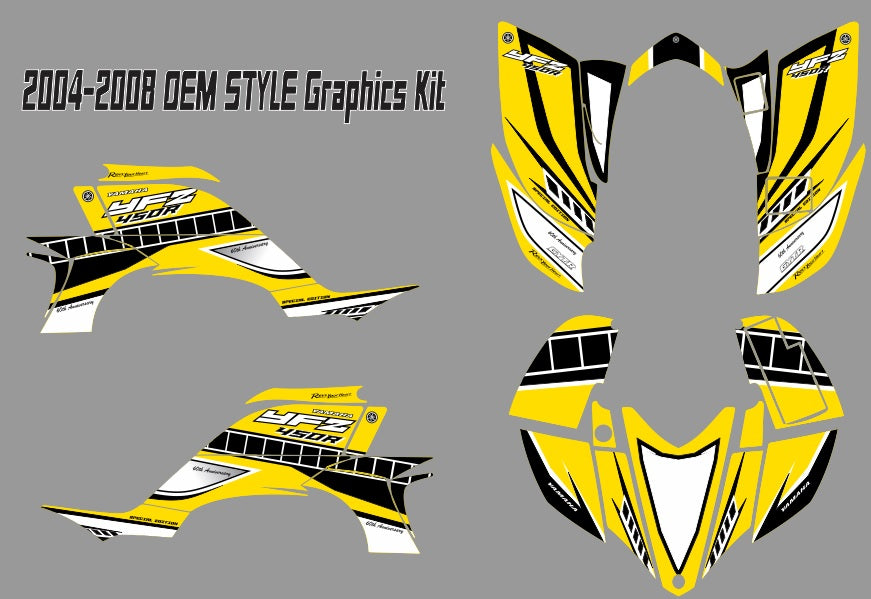 Yellow & Gray Warrior 350 Full Graphic Kit Decals 87-04 ATV – Factory Efx