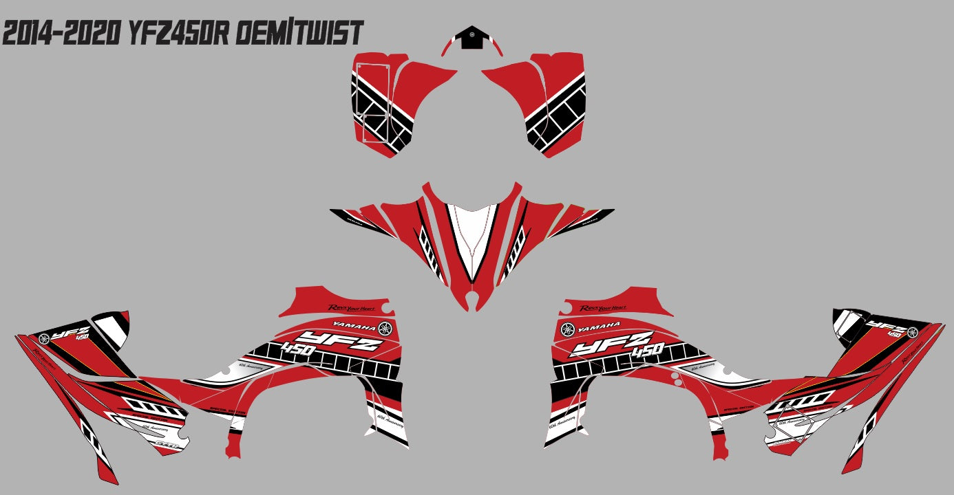 Yamaha YFZ450R Graphics (2014-2026)-OEM TWIST Red | KG